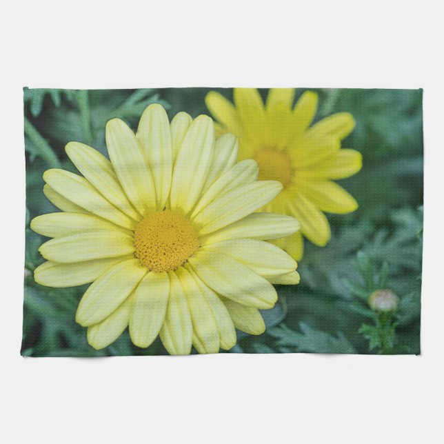 Gult Daisy PhotoArt Kökshandduk (Horisontell)