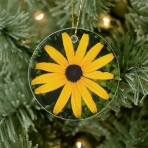 Gult Daisy Wildblomfoto Julgransprydnad Keramik