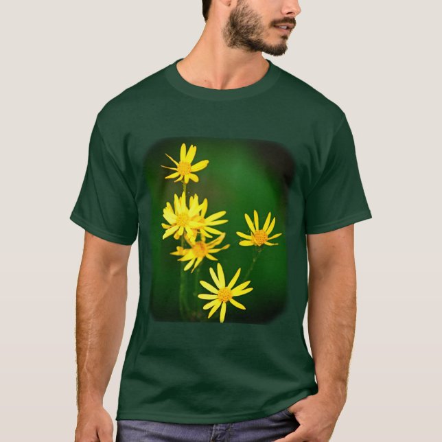 Gult Daisy Wildblommor Blommigt Nature T Shirt (Framsida)