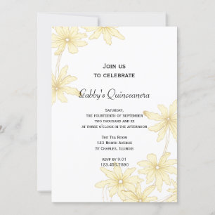 Gult Daisys Quinceanera Party-inbjudan Inbjudningar