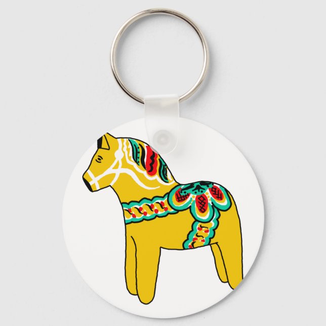 Gult Dala Horse Nyckelring (Framsida)