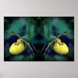 Gult Dam - Abstrakten för den orchid Flower Spegel Poster