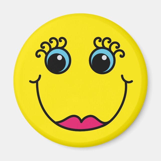 Gult Dam Emoji Ansikte Magnet (Framsidan)