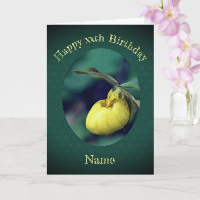 Gult Dam Slipper Personlig Birthday Kort (Orkide)