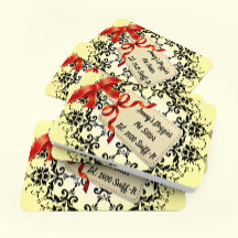 Gult Damask Red Ribbon Djuromsorg