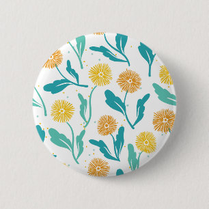 Gult Dandelion Blommönster - naturinspirerat Knapp