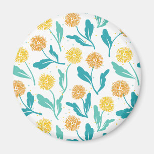 Gult Dandelion Blommönster - naturinspirerat Magnet