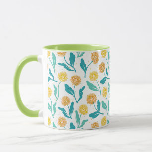 Gult Dandelion Blommönster - naturinspirerat Mugg
