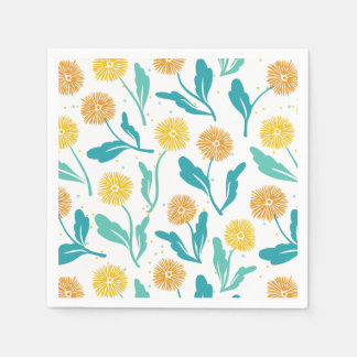 Gult Dandelion Blommönster - naturinspirerat Pappersservett