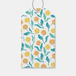 Gult Dandelion Blommönster - naturinspirerat Presentetikett