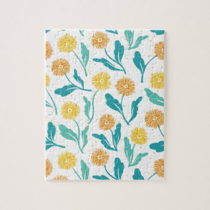 Gult Dandelion Blommönster - naturinspirerat Pussel