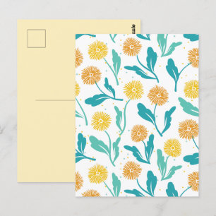 Gult Dandelion Blommönster - naturinspirerat Vykort