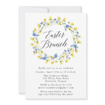 Gult Dandelions och Blue Blommigt Påsk Brunch