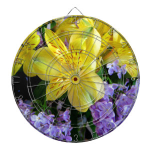 Gult Daylilies & Lila Lilac Flowers Darttavla