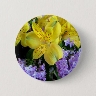 Gult Daylilies & Lila Lilac Flowers Knapp