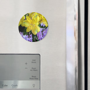 Gult Daylilies & Lila Lilac Flowers Magnet