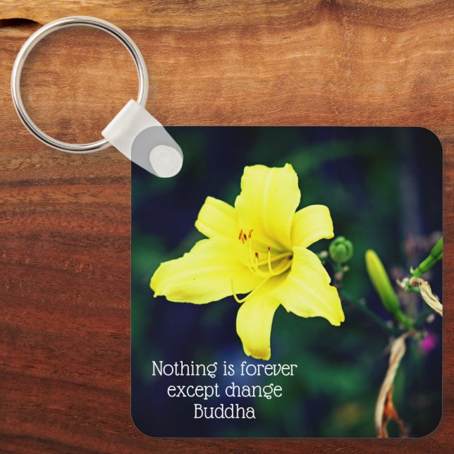 Gult Daylily Inspirational Quote Magnet Nyckelring (Framsida)
