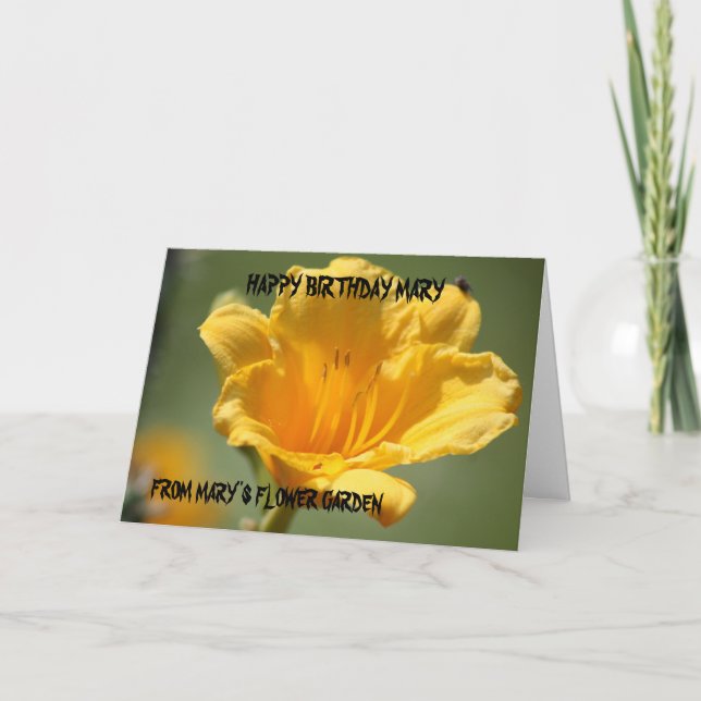 Gult Daylilyfödelsedagkort Kort (Framsida)