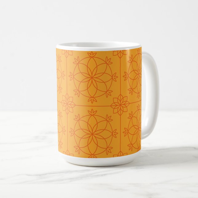 Gult Decorative mandala art geometric Mönster Kaffemugg (Framsida höger)