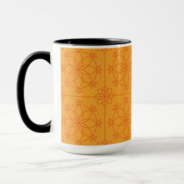 Gult Decorative mandala art geometric Mönster Mugg (Vänster)