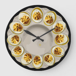 Gult Devilgs Eggs Vintage Dish Kitchen Decor Stor Klocka