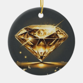 Gult Diamant och Vatten Wave Design Julgransprydnad Keramik