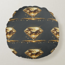 Gult Diamantform Rund Kudde
