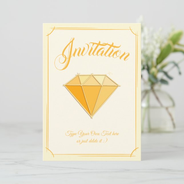 Gult Diamond Gemstone Jewelry. 50 Golden Bröllop Inbjudningar (Stående Fram)
