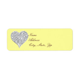 Gult Diamond Heart-Adressetiketter Returadress Etikett