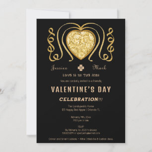 Gult Diamond Heart för Alla hjärtans dag Inbjudningar