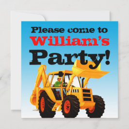Gult Digger 2:a födelsedagspojkens Party Inbjudningar