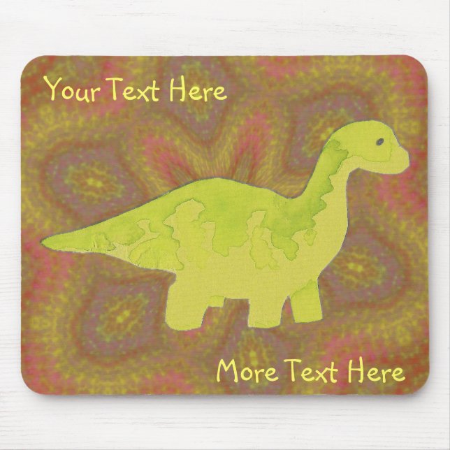 Gult Dino Mousepad Musmatta (Framsidan)