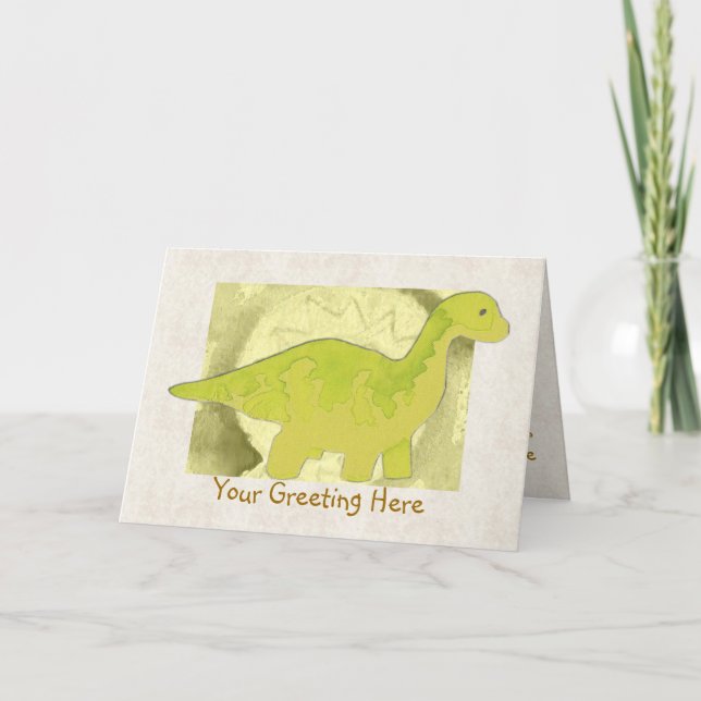 Gult Dinosaur Greeting Card Kort (Framsida)
