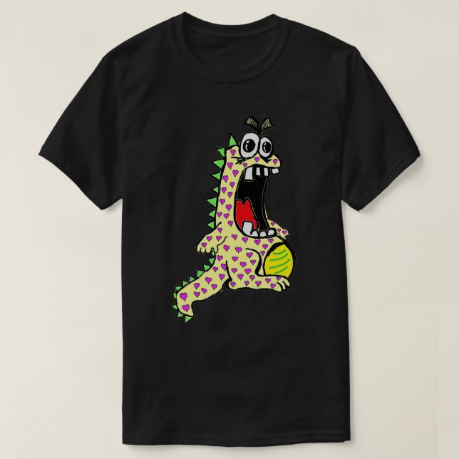 gult Dinosaur i Kärlek T Shirt (Design framsida)