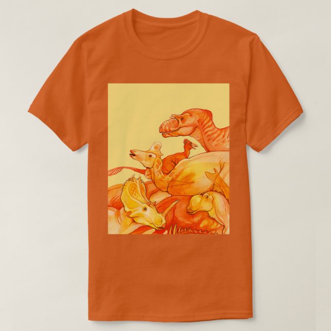 gult dinosaurer av kretaciös orange- t shirt (Design framsida)