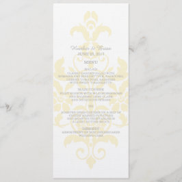 Gult Diskret Damask Wedding Menu Meny