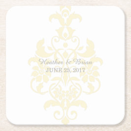 Gult Diskret  Papper Underlägg Kvadrat