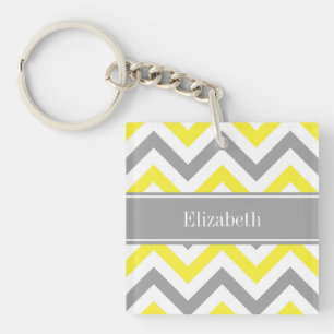 Gult Dk Grått White LG Chevron Grått Namn Monogram