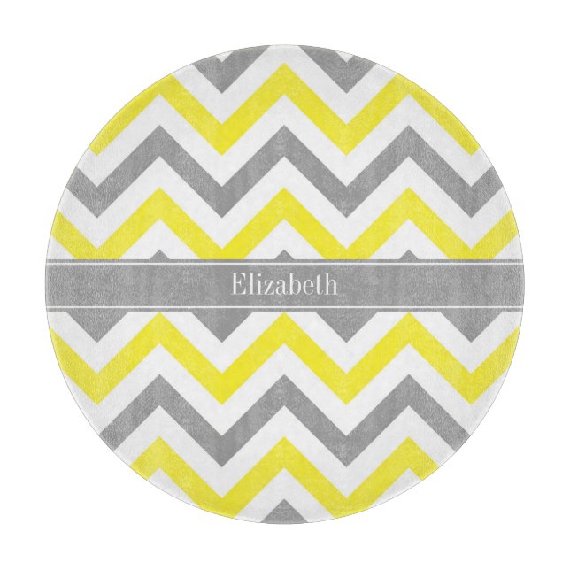 Gult Dk Grått White LG Chevron Grått Namn Monogram (Framsidan)
