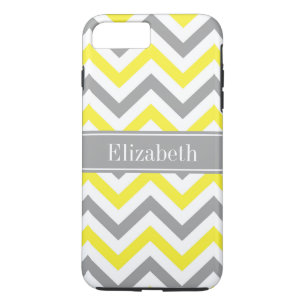 Gult Dk Grått White LG Chevron Grått Namn Monogram
