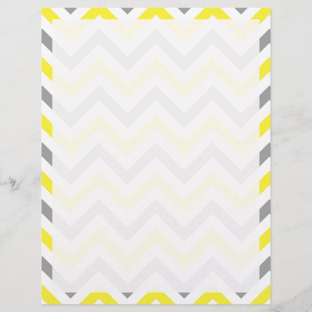 Gult, Dk Grått Wht Large Chevron ZigZag Mönster (Framsida)