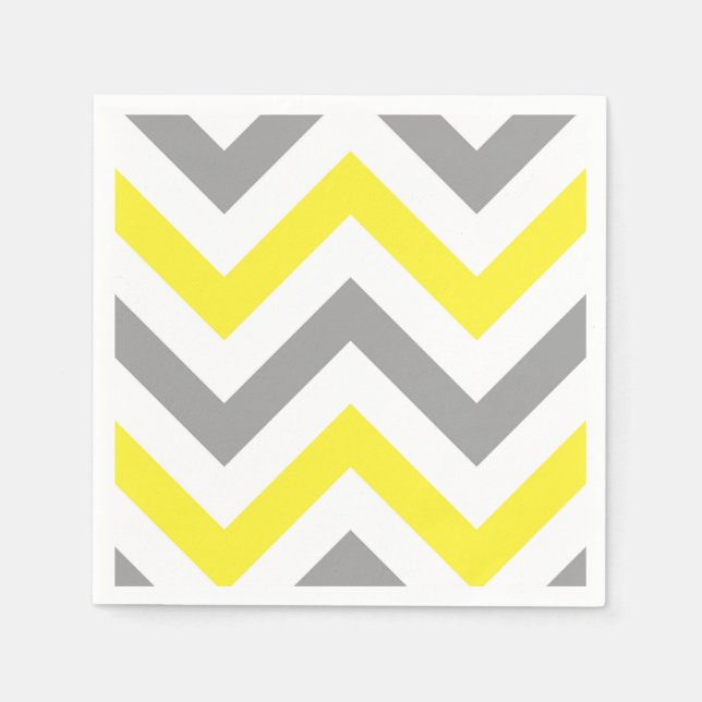 Gult, Dk Grått Wht Large Chevron ZigZag Mönster Pappersservett (Framsidan)
