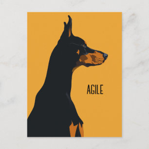 Gult Doberman Vykort