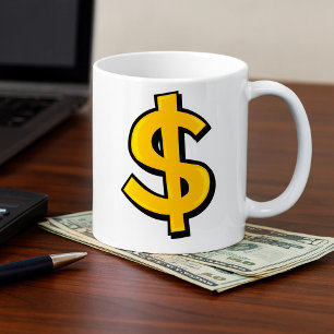Gult dollarsymbol kaffemugg
