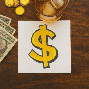 Gult dollarsymbol pappersservett