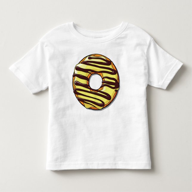 Gult Donut, Doughnut, Chocolat, Icing, Frosting T Shirt (Framsida)
