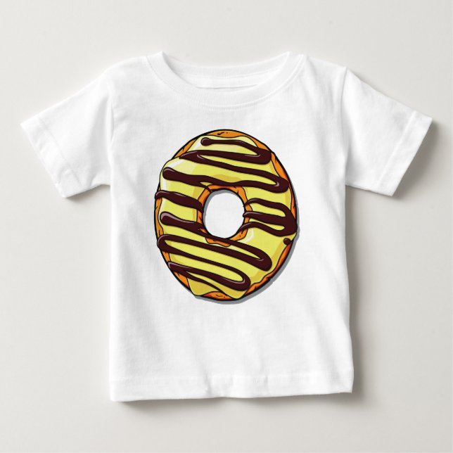 Gult Donut, Doughnut, Chocolat, Icing, Frosting T Shirt (Framsida)