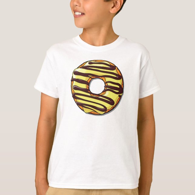 Gult Donut, Doughnut, Chocolat, Icing, Frosting T Shirt (Framsida)