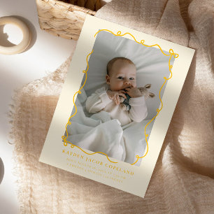 Gult Doodle Bows Ram Birth Announcement Photo Meddelande