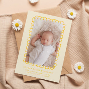 Gult Doodle Ram Birth Announcement Photo Meddelande